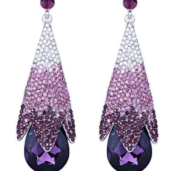 Florasfantasies, Water Drop, Earrings, Dangle Jewelry - LAST ONE!  Water Drop Swarovski Crystal Earrings - Purple